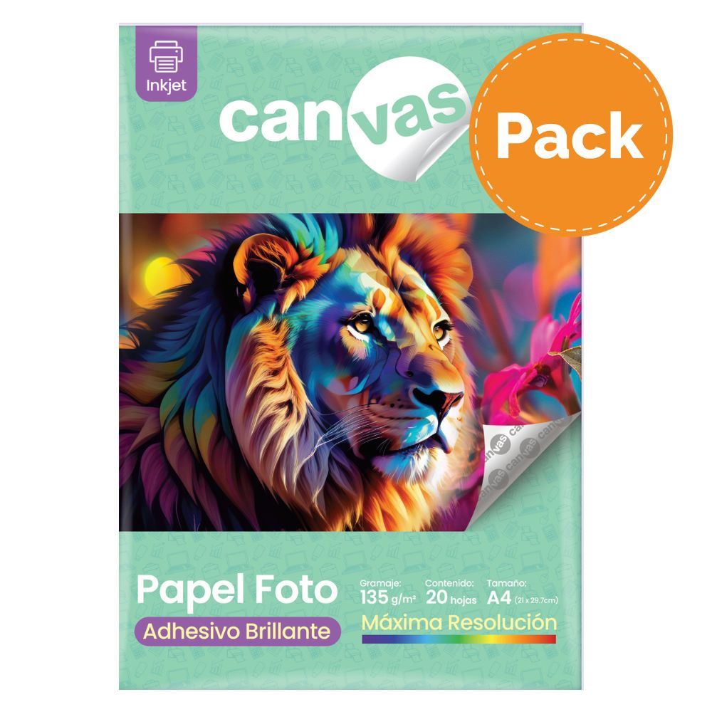 Papel Foto Canvas Adhesivo Brillante 135g 20 Hojas A4 Pack x6
